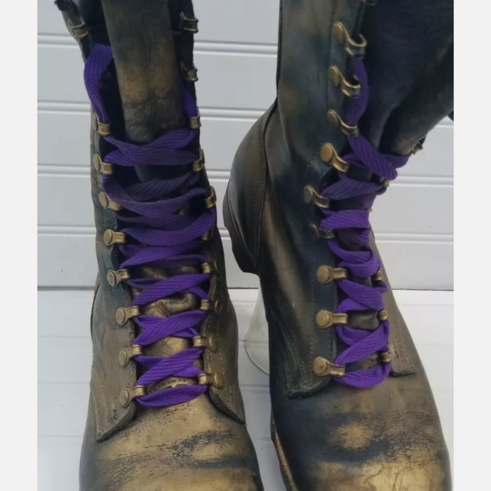Vintage Military Distressed Mens10.5W Leather Combat Jump Boots